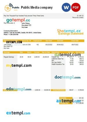 Commercial Real Estate invoice template in word and pdf format