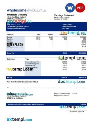 # blue tone universal multipurpose bank statement template in Word format