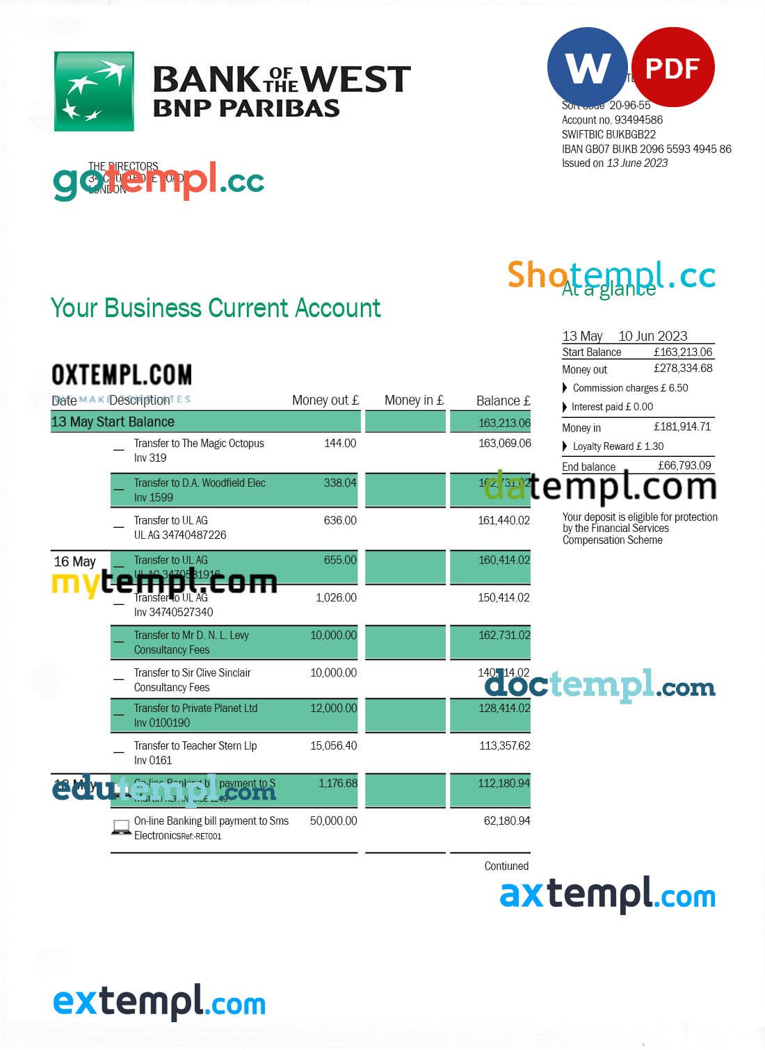 # clear talk pay stub template in Word and PDF format