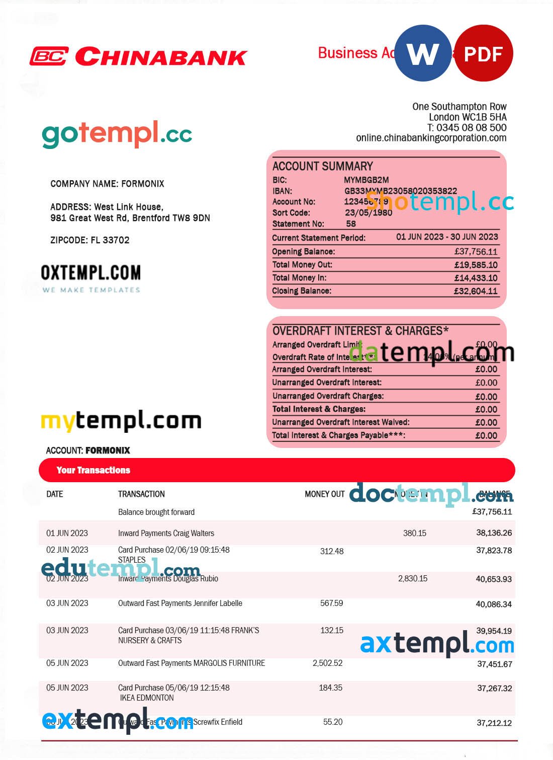 create layer universal multipurpose good-looking invoice template in Word and PDF format, fully editable