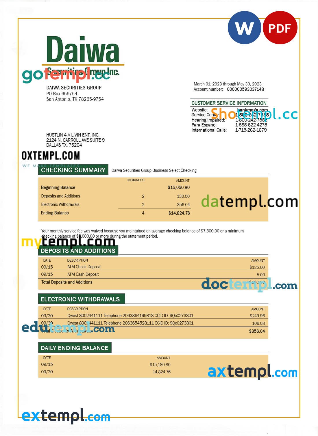 Sample IT Company Invoice template in word and pdf format