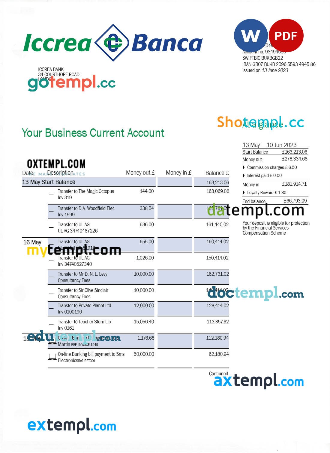 Sample Freelancer Invoice template in word and pdf format
