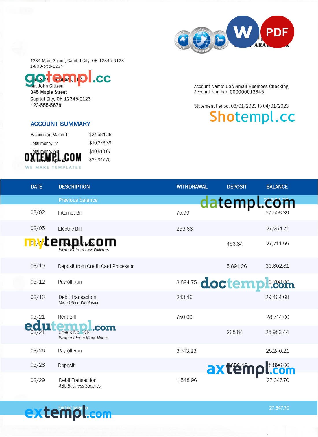 Editable Commercial Sales Invoice template in word and pdf format