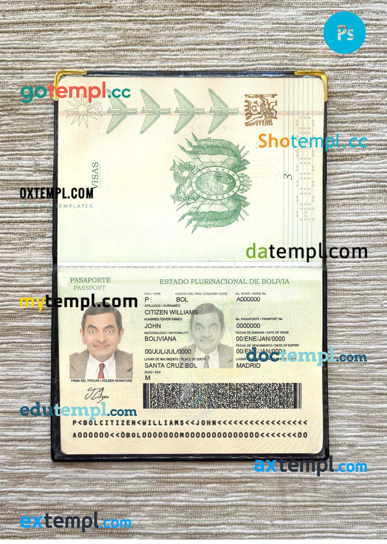 Burkina Faso passport editable PSDs, scan and photo-realistic snapshot (2018-present), 2 in 1