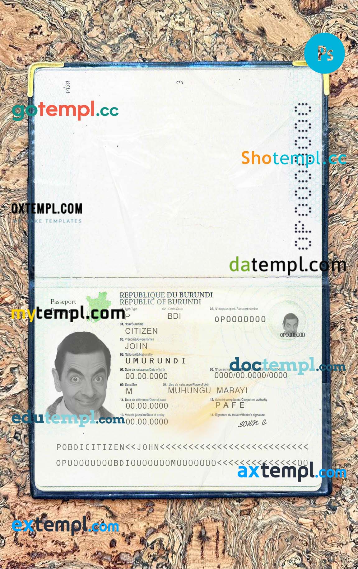 USA Washington certificate of live birth PSD template
