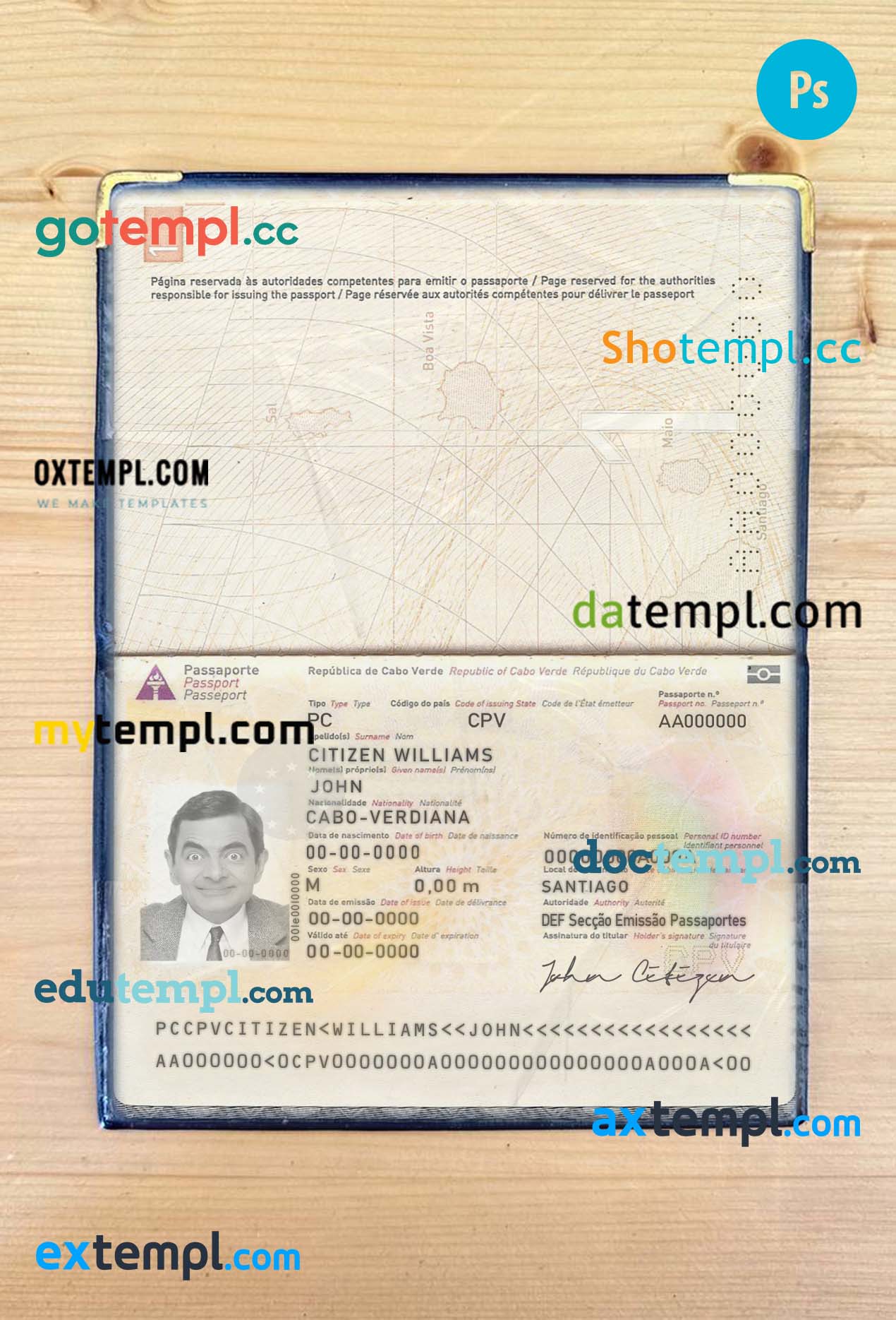 Cyprus passport PSD files, scan and photograghed image, 2 in 1