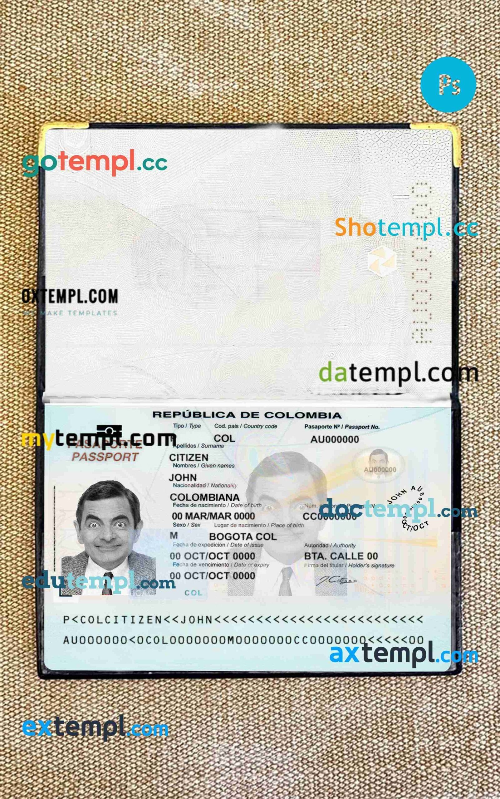Nepal passport editable PSD files, scan and photo look templates, 2 in 1
