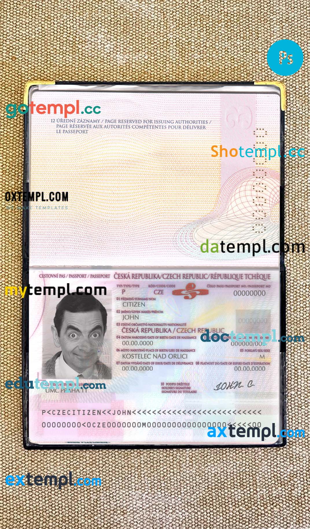 Canada passport editable PSD files, scan and photo taken image (2010-present), 2 in 1