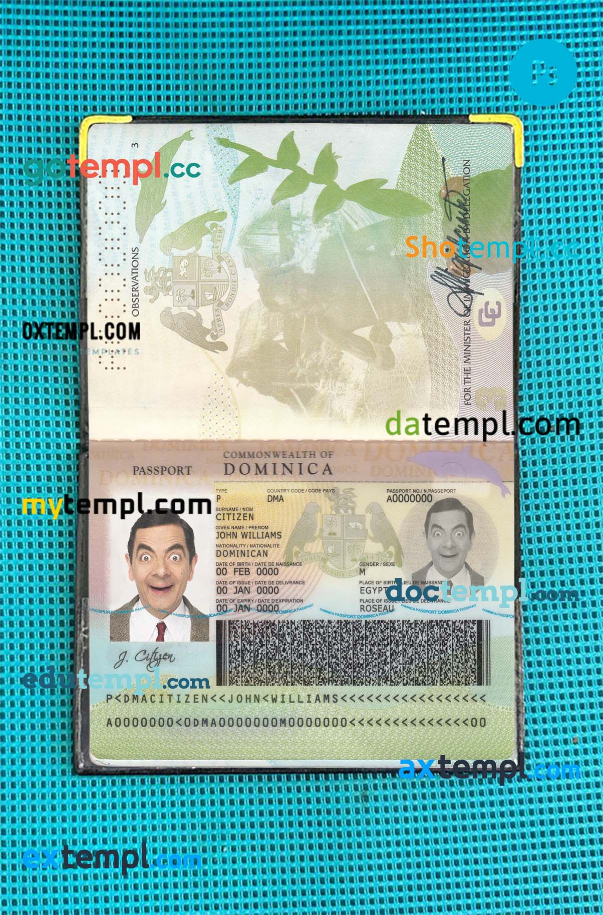 Burundi passport editable PSD files, scan and photo-realistic look (2011-2019), 2 in 1