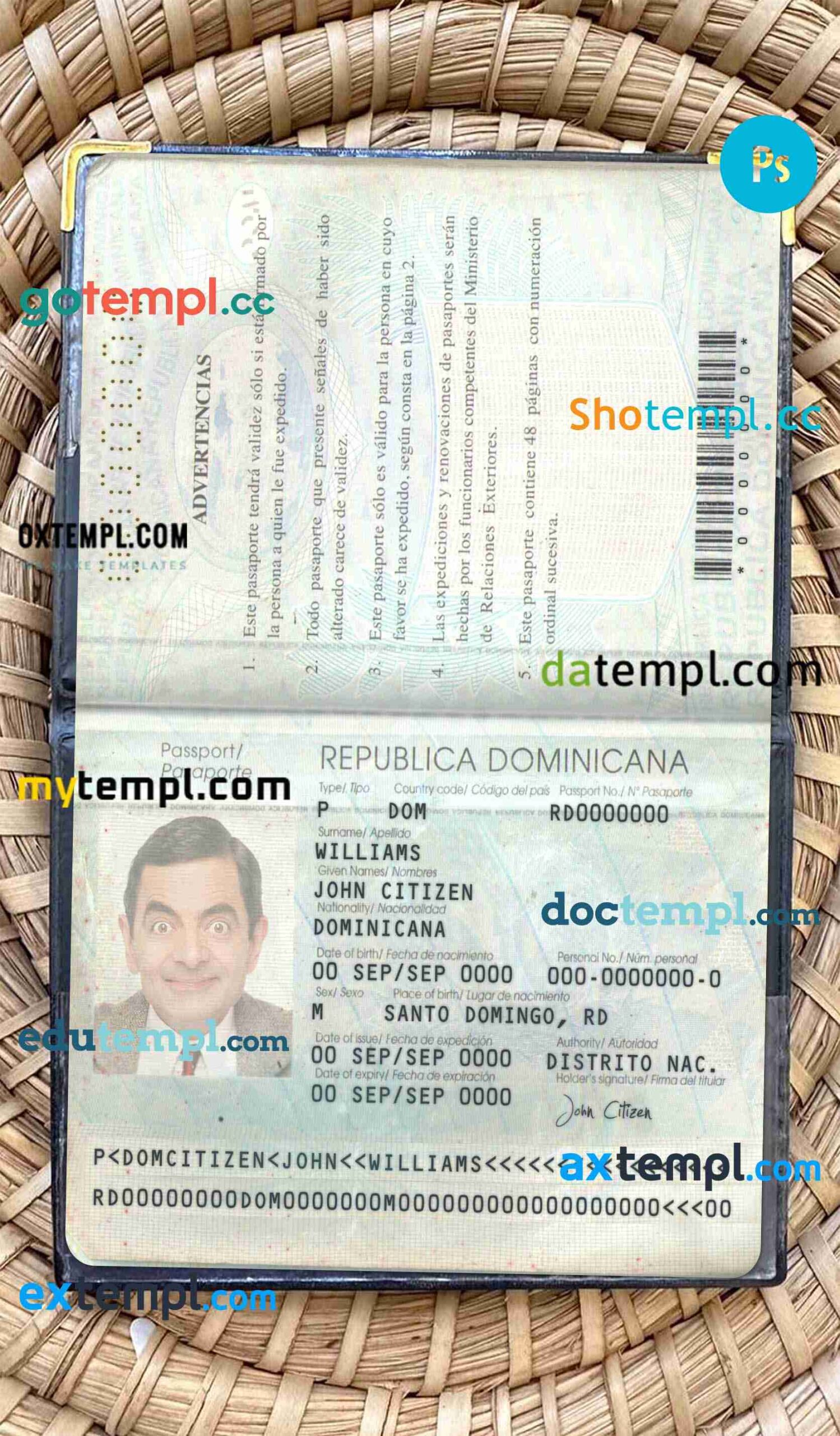 Pakistan passport PSD files, editable scan and photo-realistic look sample, 2 in 1