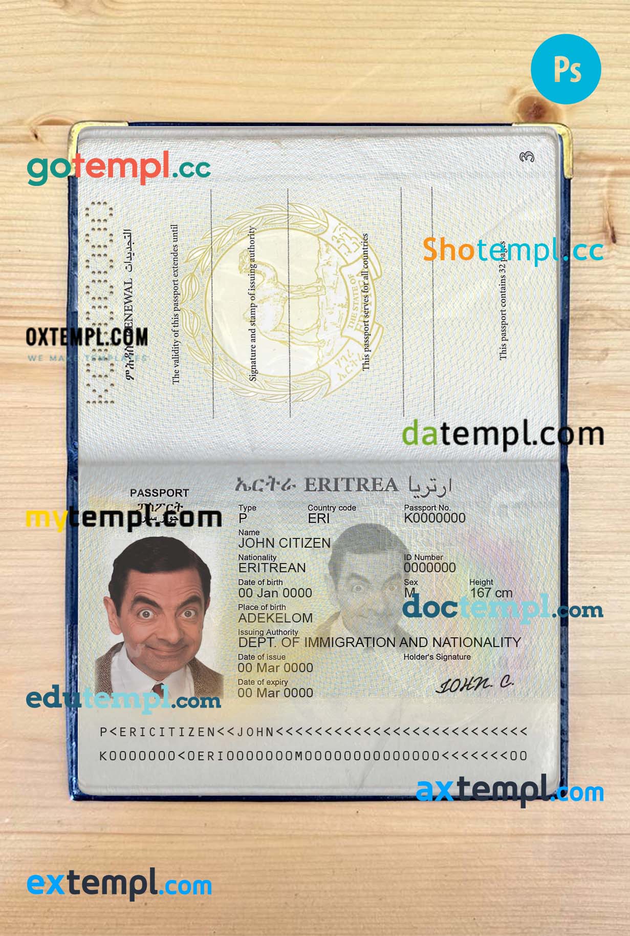 Burkina Faso ID template in PSD format, fully editable