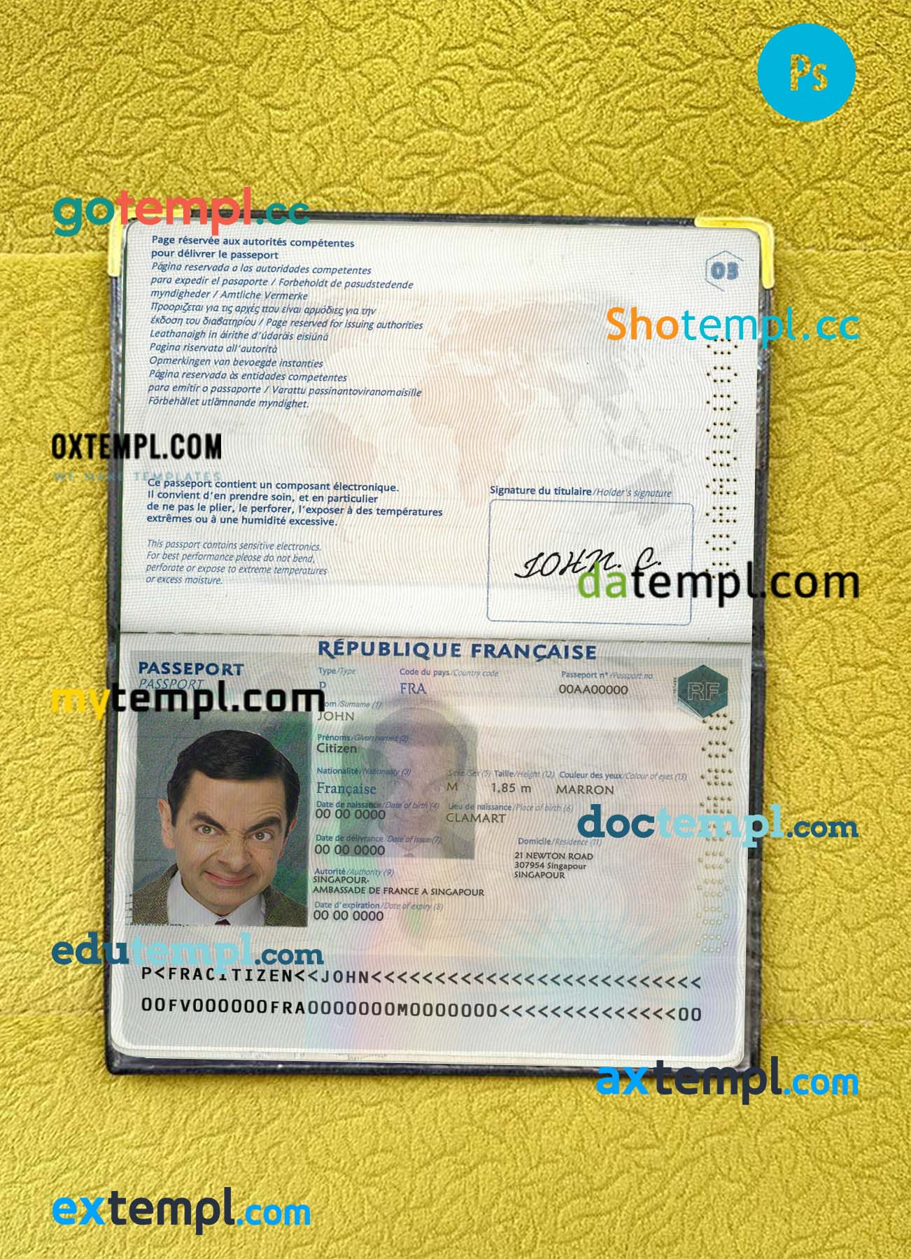 free Palau cat (animal, pet) passport PSD template, fully editable