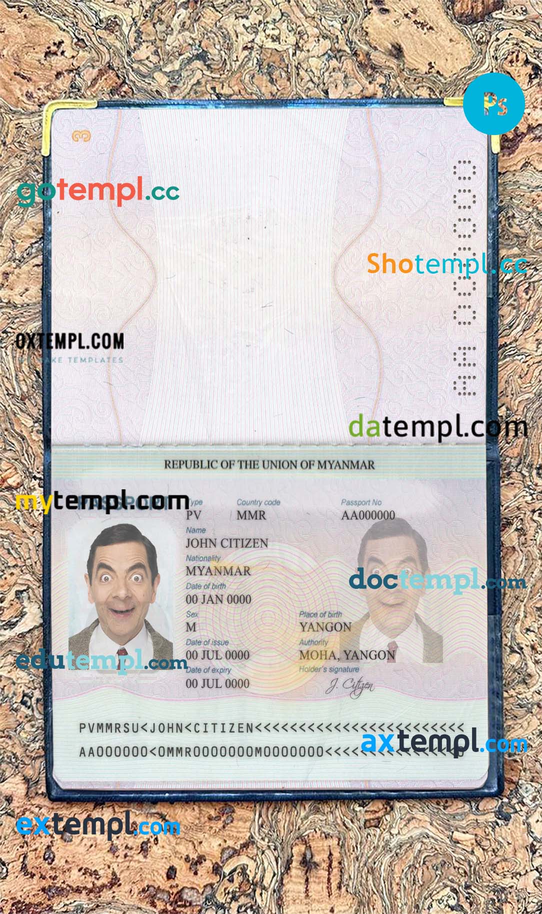 South Sudan passport editable PSD files, scan and photo-realistic look, 2 in 1