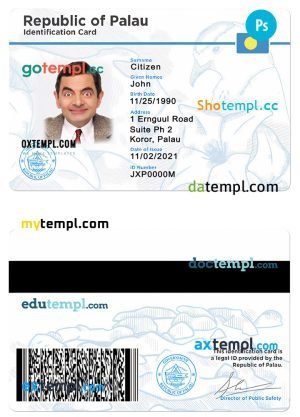 free Comoros cat (animal, pet) passport PSD template, completely editable