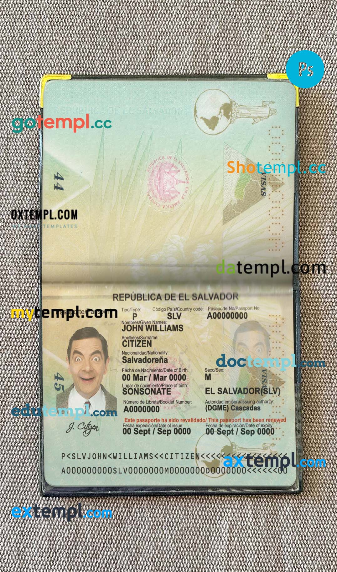 Dominican Republic passport psd files, editable scan and snapshot sample, 2 in 1