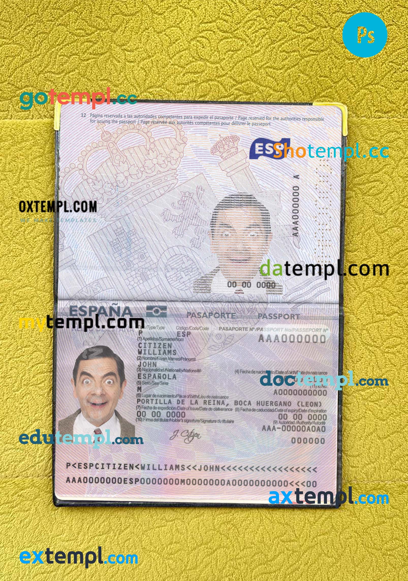 Ukraine passport editable PSD files, scan and photo taken image (2015-present), 2 in 1