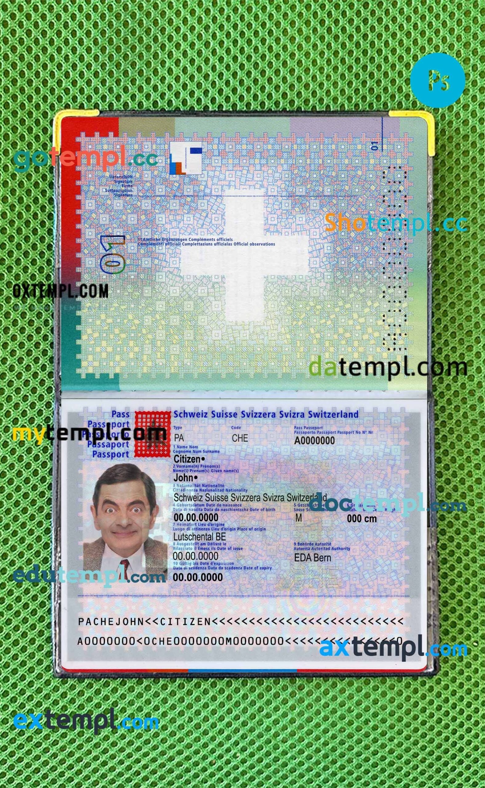 Cyprus passport PSD files, scan and photograghed image, 2 in 1