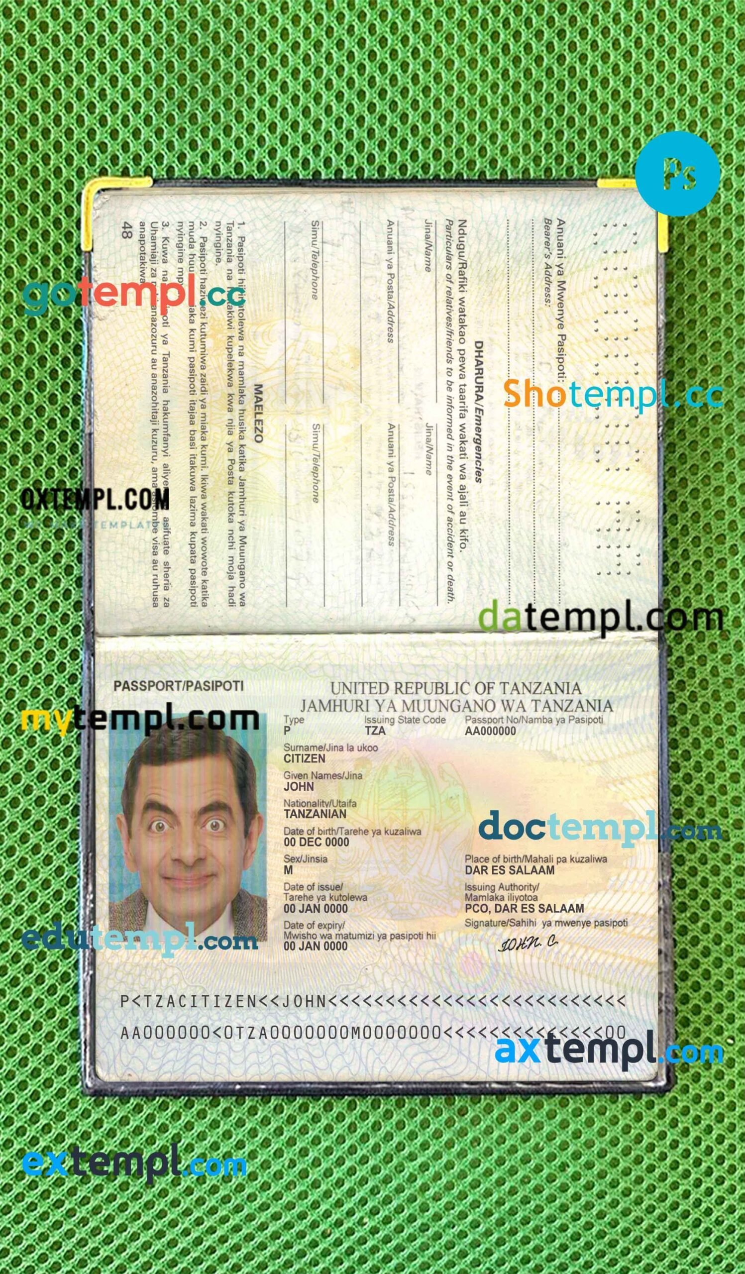 Thailand passport editable PSD files, 2 in 1, scan and photo look templates, 2020-present