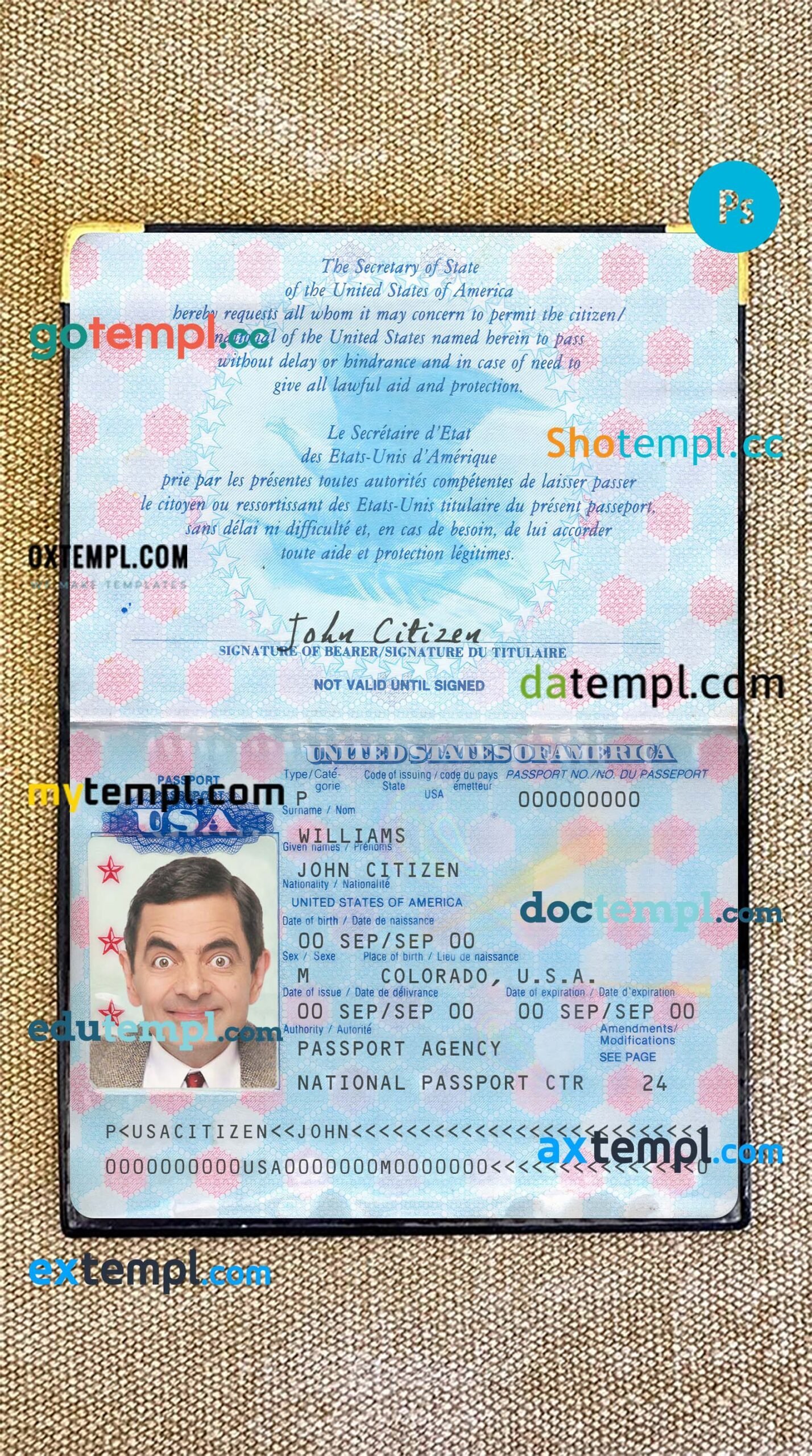 Russia travel passport editable PSDs, scan and photo-realistic snapshot, 2 in 1