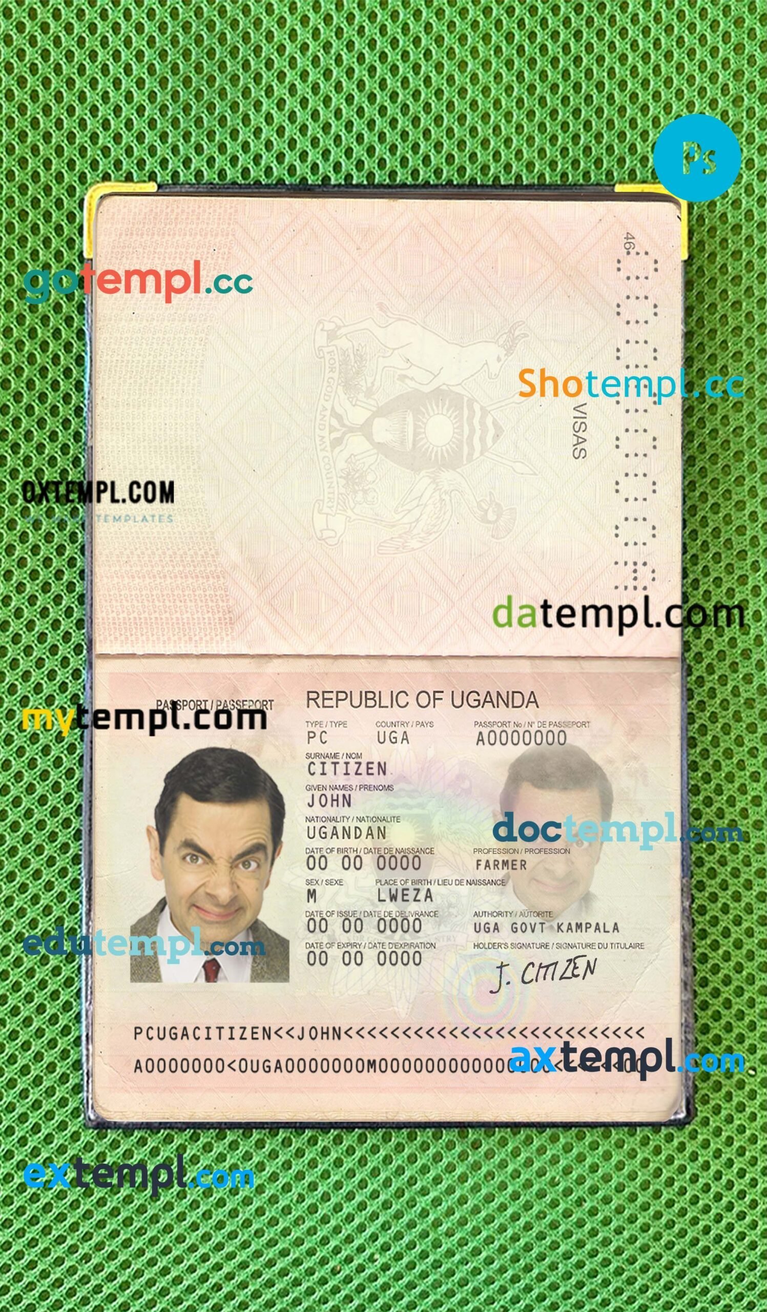 France passport psd files, editable scan and snapshot sample, 2 in 1