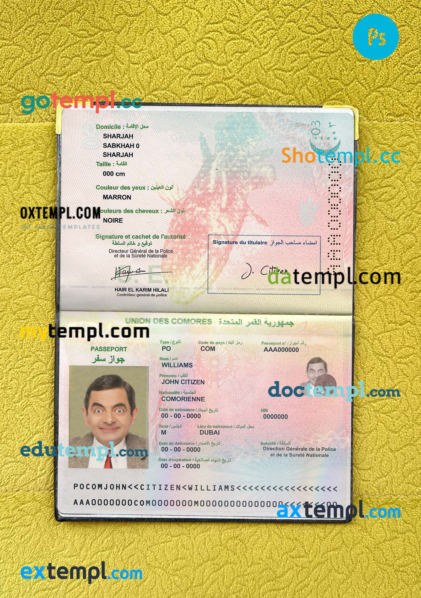Norway passport editable PSD files, scan and photo-realistic look, 2 in 1