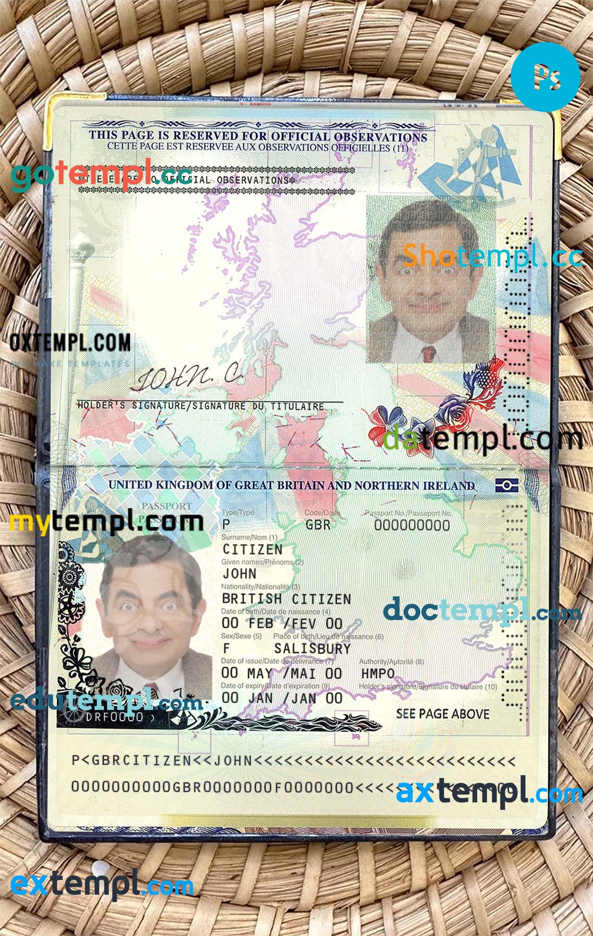 China passport PSD files, scan and photograghed image (2013-present), 2 in 1