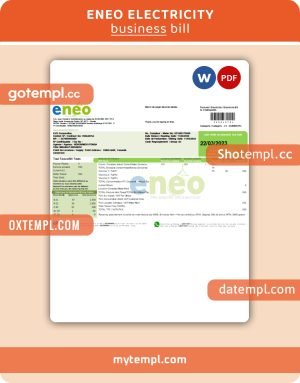 ENEO electricity business utility bill, Word and PDF template