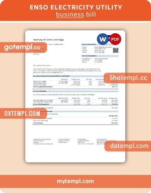 ENSO electricity business utility bill,PDF and WORD template