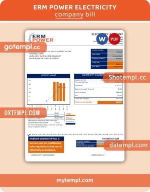 Erm Power electricity proof of address utility business bill, Word and PDF template