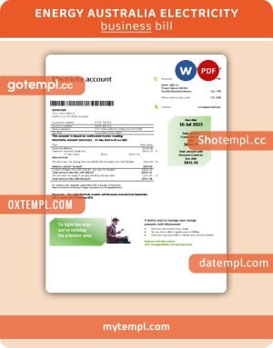 Trustpower business utility bill, Word and PDF template