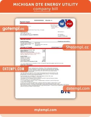 COX digital cable television  business utility bill, PDF and WORD template