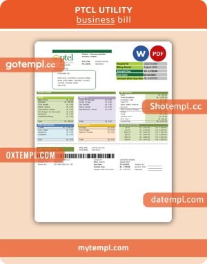 PTCL business utility bill, PDF and WORD template