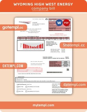 New Jersey Gas utility business bill, Word and PDF template