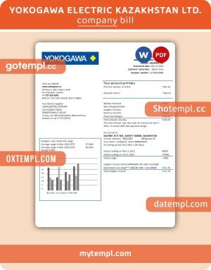Italy Gas utility business bill, Word and PDF template, 2 pages