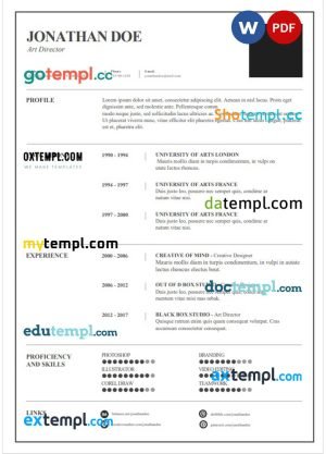 creative graphic designer resume Word and PDF download template