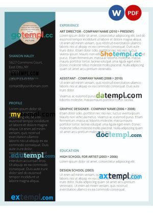 assistant graphic designer resume Word and PDF download template