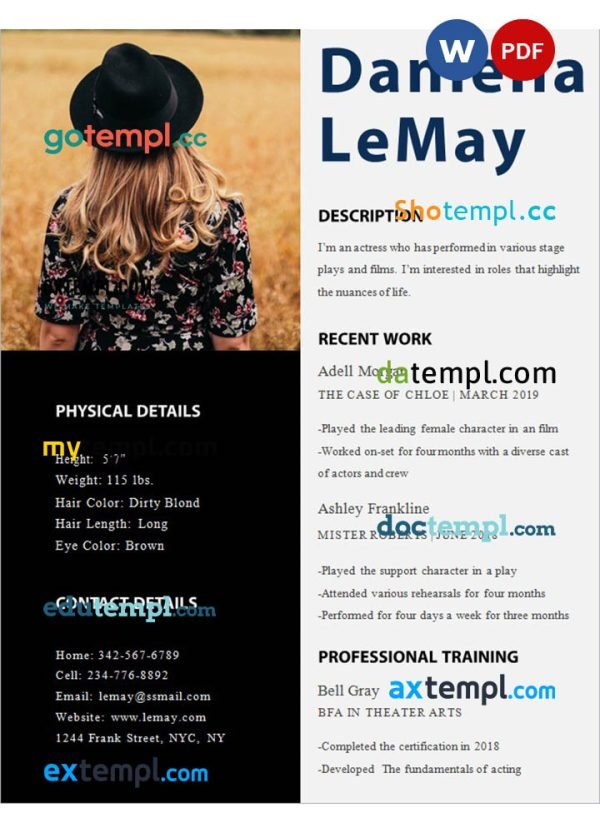black simple resume Word and PDF download template