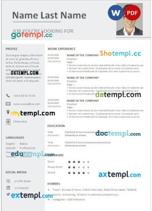 business resume Word and PDF download template