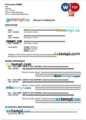 classic blue resume Word and PDF download template
