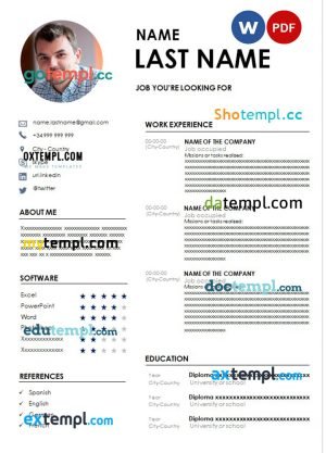 classic modern resume Word and PDF download template