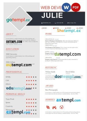 light new resume Word and PDF download template