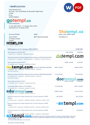 Siam Commerical bank enterprise statement Word and PDF template