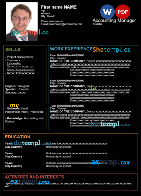 free accounting manager resume Word and PDF download template