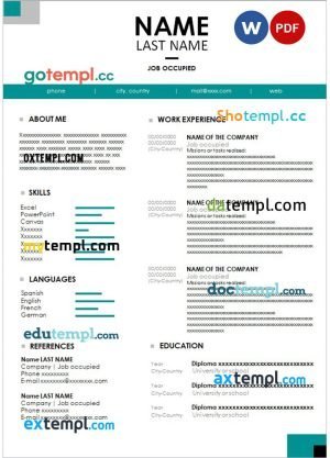 colored easy resume Word and PDF download template