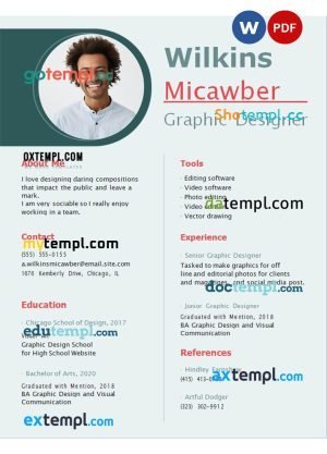 art designer resume Word and PDF download template