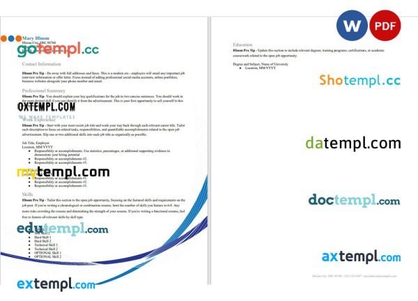 colorful resume Word and PDF download template