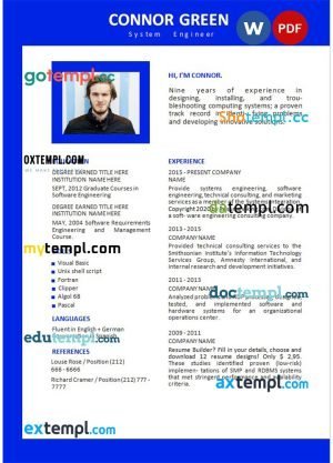computer engineer resume Word and PDF download template