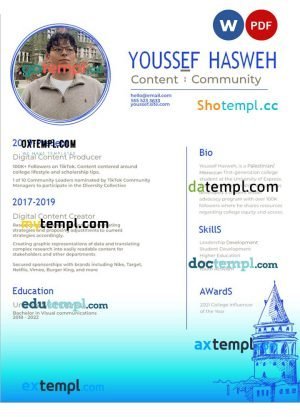 content community resume Word and PDF download template