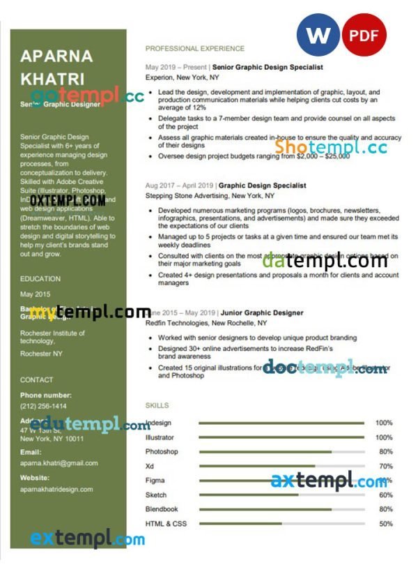 creative senior graphic designer resume Word and PDF download template