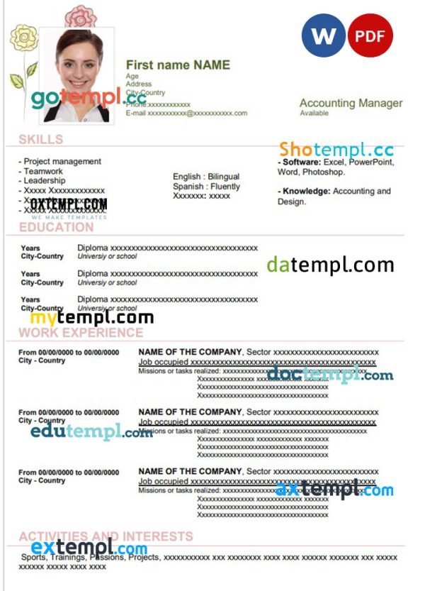 creativity pastel resume Word and PDF download template